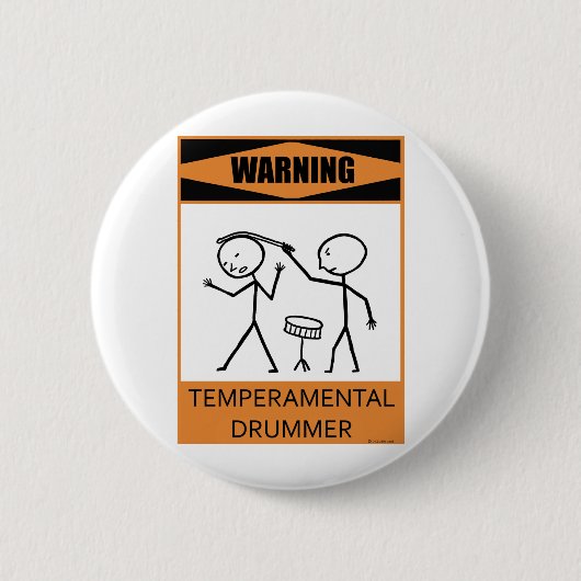 Warnender Temperamental Schlagzeuger Button (Vorderseite)