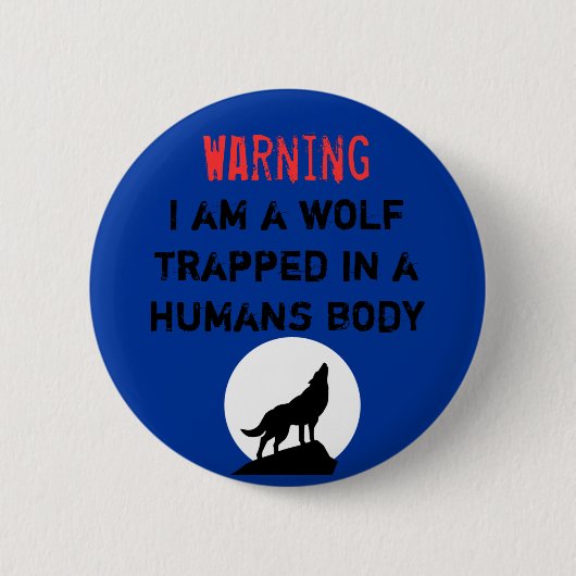 Warnender Wolf Button (Vorderseite)