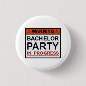 Warnendes Junggeselle-Party laufend Button (Vorderseite)
