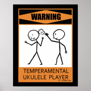 Warnendes Temperamental Ukulele-Spieler-Plakat Poster