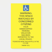 WARNHANDICAPPED PARKING VIOLATION SIGN POST-IT KLEBEZETTEL (Vorderseite)