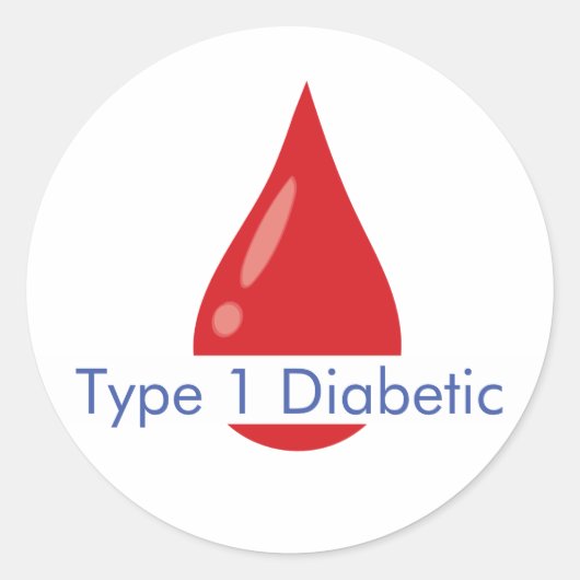 Warnhinweis - Diabetiker Typ 1 Runder Aufkleber (Vorderseite)