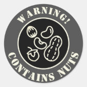 Warnhinweis enthält das Lebensmitteletikett Nüsse Runder Aufkleber (Vorderseite)