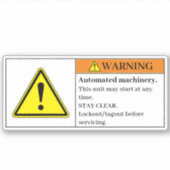 Warnhinweis für automatisierte Maschinen Aufkleber (Vorderseite)
