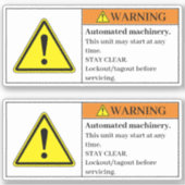 Warnhinweis für automatisierte Maschinen Aufkleber (Vorderseite)