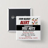 Warnhinweis für Baumnuss Lebensmittelallergien Button (Vorne & Hinten)