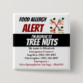 Warnhinweis für Baumnuss Lebensmittelallergien Button (Vorderseite)