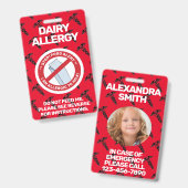 Warnhinweis für das Abzeichen "Dairy Food Allergy" Ausweis (Front & Back)