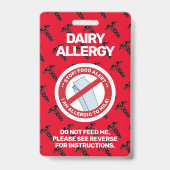 Warnhinweis für das Abzeichen "Dairy Food Allergy" Ausweis (Front)