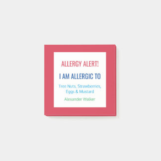 Warnhinweis für das Lebensmittel-Allergie-Restaura Post-it Klebezettel