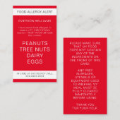 Warnhinweis für den Personalisierten Koch der Red  Visitenkarte (Vorne/Hinten)