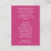 Warnhinweis für den Personalisierten Koch Visitenkarte (Rückseite)