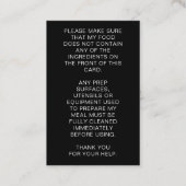 Warnhinweis für den Personalisierten Koch Visitenkarte (Rückseite)