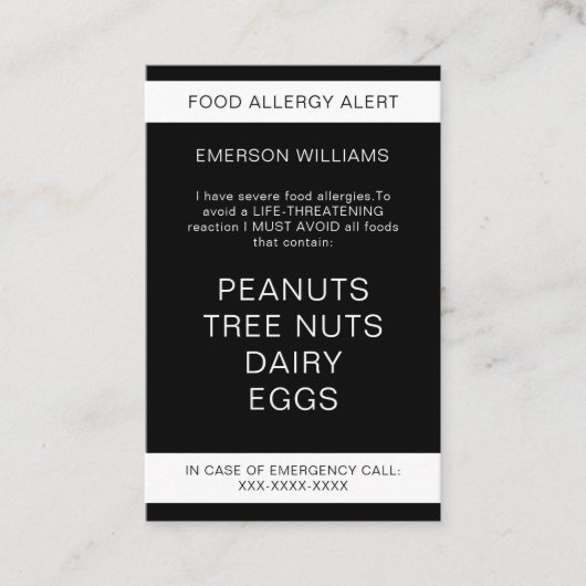 Warnhinweis für den Personalisierten Koch Visitenkarte (Vorderseite)