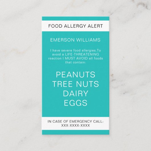 Warnhinweis für den Personalisierten Koch Visitenkarte (Vorderseite)