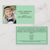 Warnhinweis für eine weiche grüne Personalisierte  Visitenkarte (Vorne/Hinten)