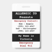 Warnhinweis für Erdnussallergie Ausweis (Rückseite)