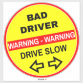 Warnhinweis für gelbe schlechte Fahrer (langsames  Aufkleber (Blatt)