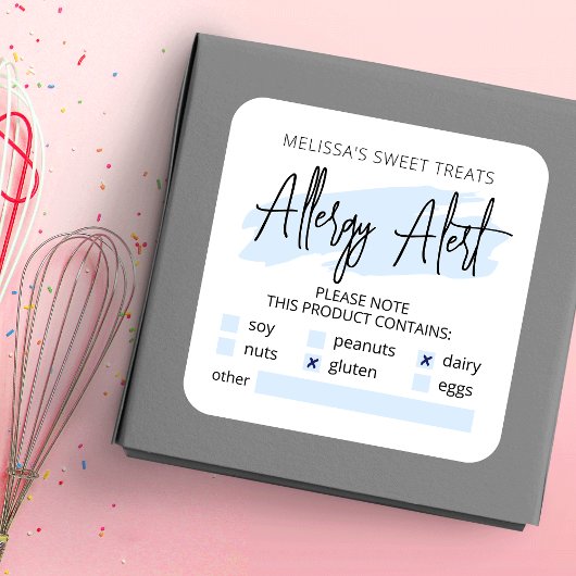 Warnhinweis für hellblaue Wasserfarbe Quadratischer Aufkleber