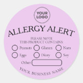 Warnhinweis für hellrosa Einfache schwarze Lebensm Runder Aufkleber (Vorderseite)