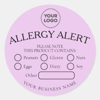 Warnhinweis für hellrosa Einfache schwarze Lebensm Runder Aufkleber