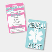 Warnhinweis für Kinder bei Lebensmittelallergie -  Ausweis (Vorder- & Rückseite)