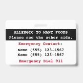 Warnhinweis für mehrere Lebensmittel Ausweis (Rückseite)