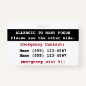 Warnhinweis für mehrere Lebensmittel Ausweis (Rückseite)