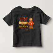 Warnhinweis für Orange Robot Egg Allergie Kleinkind T-shirt (Vorderseite)