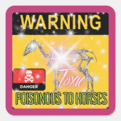 Warnhinweis für Pferde eckiger Aufkleber (Vorderseite)
