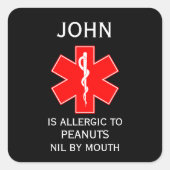 Warnhinweis Medizinische Milchallergie Quadratischer Aufkleber (Vorderseite)