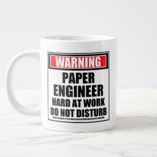 Warnhinweis Papieringenieur bei der Arbeit stört n Jumbo-Tasse