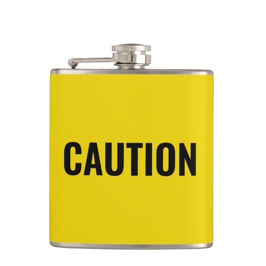 Warnhinweis "Vorsicht" Flachmann (Vorderseite)