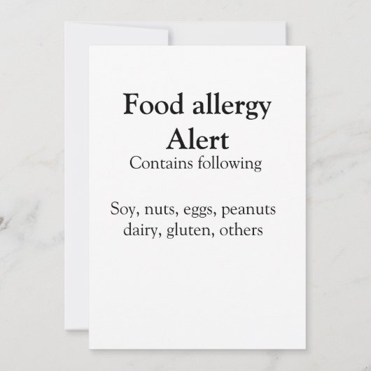 Warnhinweise zur Lebensmittelallergie fügen den Na Einladung (Rückseite)
