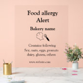 Warnhinweise zur Lebensmittelallergie fügen Sie de Acrylschild (Hochzeit)