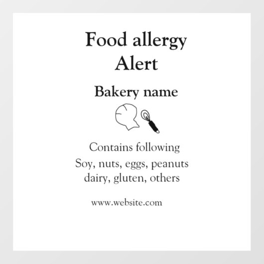 Warnhinweise zur Lebensmittelallergie fügen Sie de Fensteraufkleber (Blatt)