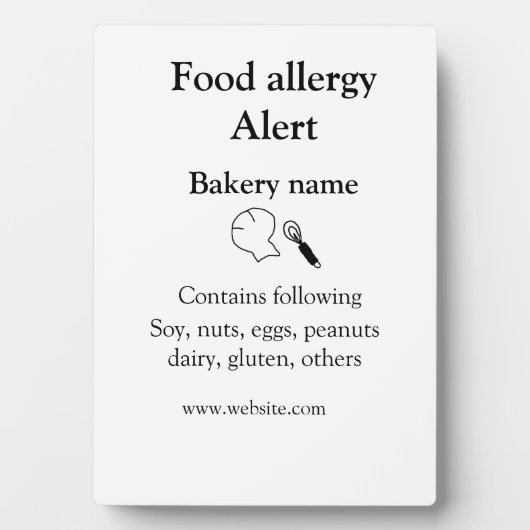 Warnhinweise zur Lebensmittelallergie fügen Sie de Fotoplatte (Vorderseite)