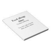 Warnhinweise zur Lebensmittelallergie fügen Sie de Notizblock (angewinkelt)