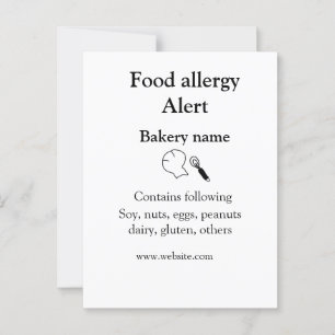 Warnhinweise zur Lebensmittelallergie fügen Sie de Postkarte