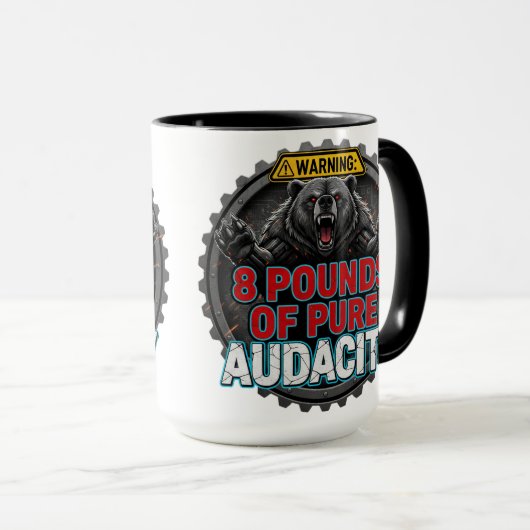 Warning 8 Pounds of Pure Audacity Tasse (VorderseiteRechts)