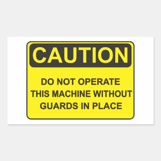 Warning about operating the machine rechteckiger aufkleber (Vorderseite)