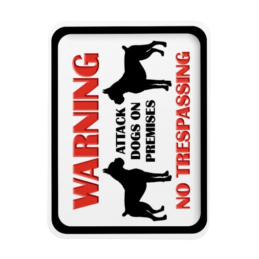 WARNING Attack Hunde Magnet (Vertikal)