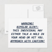 WARNING-BIPOLAR ALERT4 POSTKARTE (Vorne/Hinten)