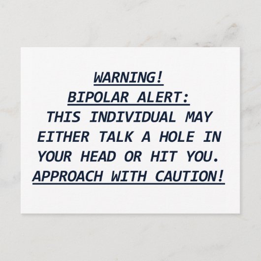 WARNING-BIPOLAR ALERT4 POSTKARTE (Vorderseite)