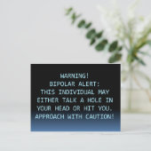 WARNING-BIPOLAR ALERT POSTKARTE (Stehend Vorderseite)