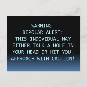 WARNING-BIPOLAR ALERT POSTKARTE