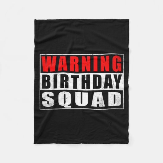 Warning Birthday Squad Funny Quotes Vintage Fleecedecke (Vorderseite)