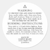 Warning Burning Instructions Candle Label Runder Aufkleber (Vorderseite)