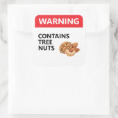 WARNING: CONTAINS TREE NUTS | Food Allergy Quadratischer Aufkleber (Tasche)