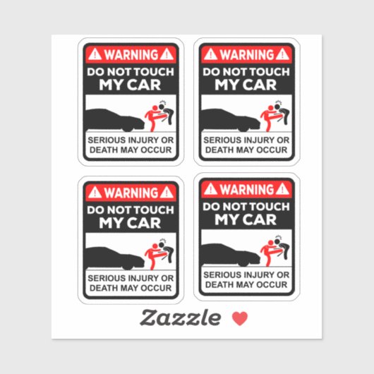 Warning Do Not Touch My Car Vinyl Stickers Aufkleber (Blatt)
